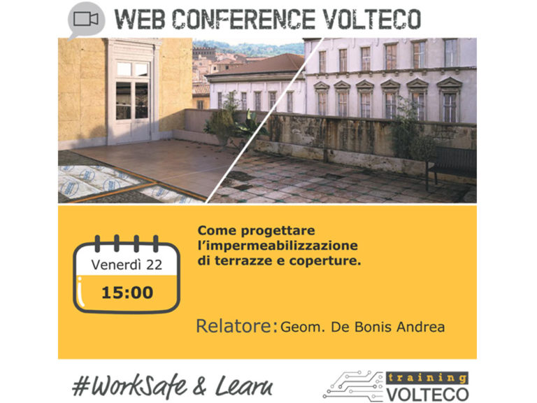 Locandina della web conference Volteco sull'impermeabilizzazione